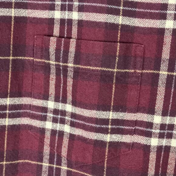 NWOT SLATE & STONE Shirt Men XXL Plaid Flannel Burgundy Elbow Patch Cotton - Picture 5 of 10